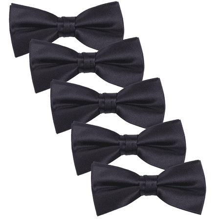 Black Adjustable Bow Tie HDE Mens 5 Pack Premium Bow Tie Adjustable Pre-Tied Neck Tie Fashion Accessory (Black) ()