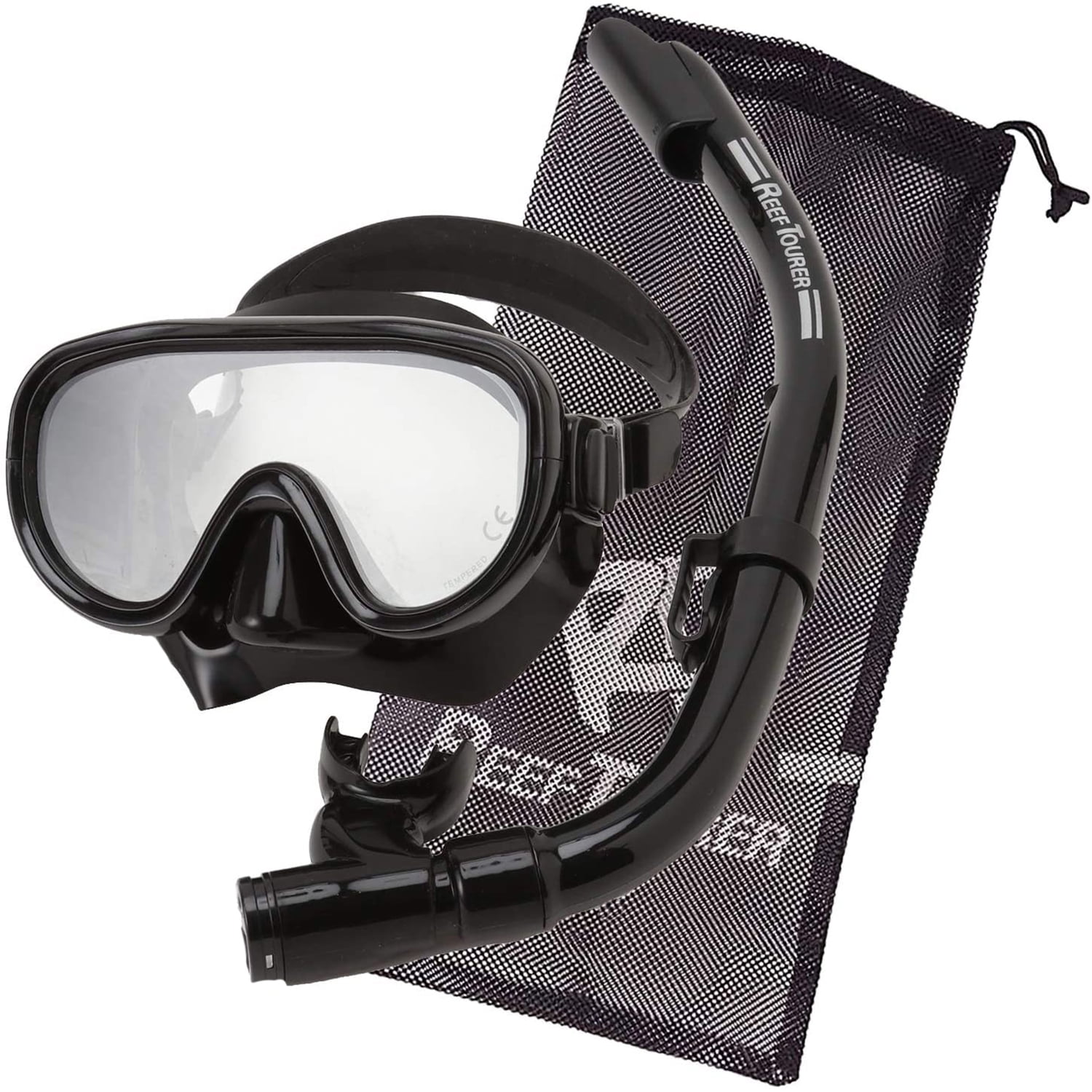 Reef Tourer Adult Snorkel Mask and Set, Black photo 1