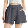thumbnail image 2 of PIWHJQK Women Athletic Gym Yoga Shorts Women's 5 Inch Loose Style Solid Workout Shorts With Pockets Yoga Bottoms, 2 of 4
