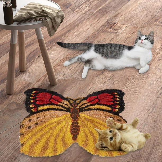 de alfombra con gancho de üeta, de hilo de ganchillo para alfombra en forma de mariposa, alfombrilla de ín de alfombra bordada DIY para Hugo juegos de alfombras con gancho de lengüeta