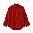 thumbnail image 6 of CHGBMOK Women Oversized Corduroy Shacket Casual Long Sleeve Lapel Button Down Shirt Jacket Solid Color Blouse Tops, 6 of 6