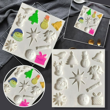 

TALKVE Christmas Decorations indoor Christmas Cake Mould Christmas Tree Snowflake Liquid Silicone Fondant Chocolate Cake Mould