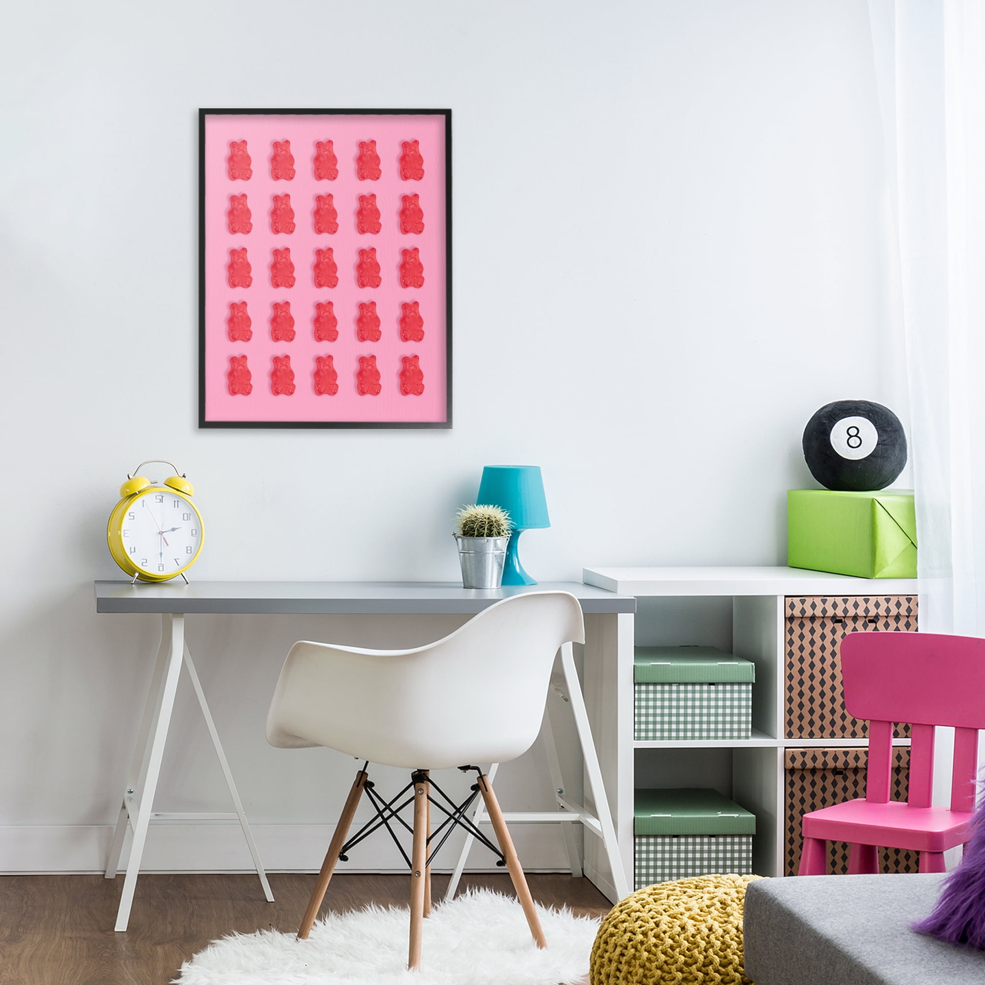 Stupell Industries Red Gummy Bears on Pink Black Framed Giclee Art, design by LISH Creative