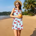 thumbnail image 3 of Vsdgher Robe d'Été Imprimé Melon D\'eau pour Femmes Décontractée Col en U Robe de Plage Sans Manches Robe Débardeur Ample avec Poche, 3 of 7