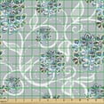 thumbnail image 2 of Ambesonne Floral Fabric by the Yard Upholstery, Swirls Daisy Bouquet, 1 Yard, Sky Blue Grey Apricot, 2 of 5