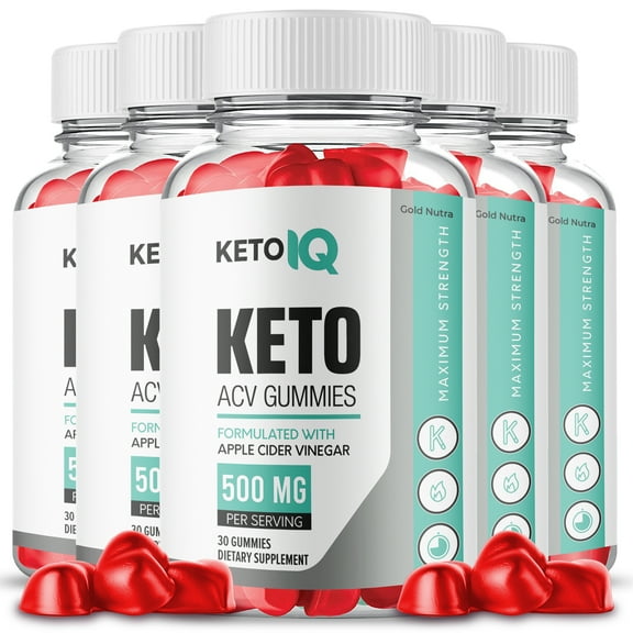 KetoIQ Keto ACV Gummies, Apple Cider Vinegar, Max Strength, 5 Month Supply Dietary Supplement, Made in USA (5 Pack)
