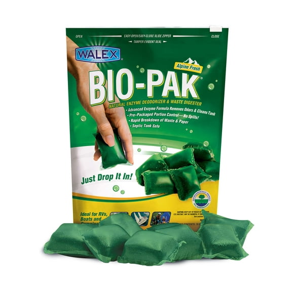 Walex Waste Holding Tank Treatment BIOPPBG Bio-Pak; Without Formaldehyde; With Deodorant; Fresh Scent; Lubricates Valves And Cleans Sensor; Treats Up To 50 Gallon Holding Tank