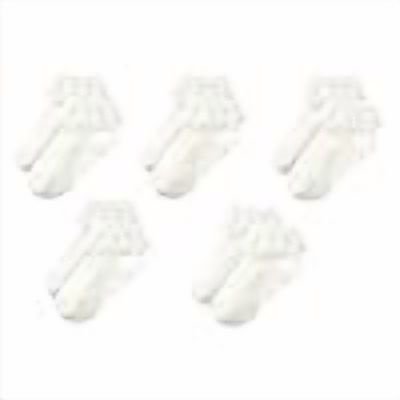 5-Pack Toddler Girls Eyelet Frilly Ruffle Lace Trim Cotton Dress Socks, Cute Princess Ankle Socks for Daily Wear