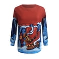 thumbnail image 4 of Womens Sweaters Quarter Zip Womens Sweatshirt Fall Pullover Sweater Romper Sweater for Women Ladies Fall Tops Ladies Round Neck Gradient Printing Long Sleeve Print Stitching Round Neck Red L, 4 of 6