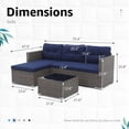 thumbnail image 5 of OC Orange-Casual 5-Piece Outdoor Sectional Sofa Set with Glass Coffee Table Grey Rattan & Navy Blue Cushion, 5 of 6
