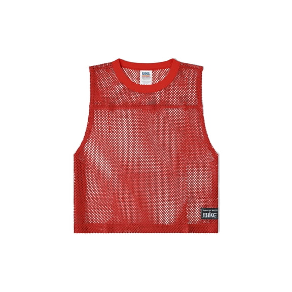 Bike Athletic Unisex Sleeveless Practice Jersey, Soft Lightweight Breathable Fabric Crop Top, Relaxed Fit Athletic Tank Red