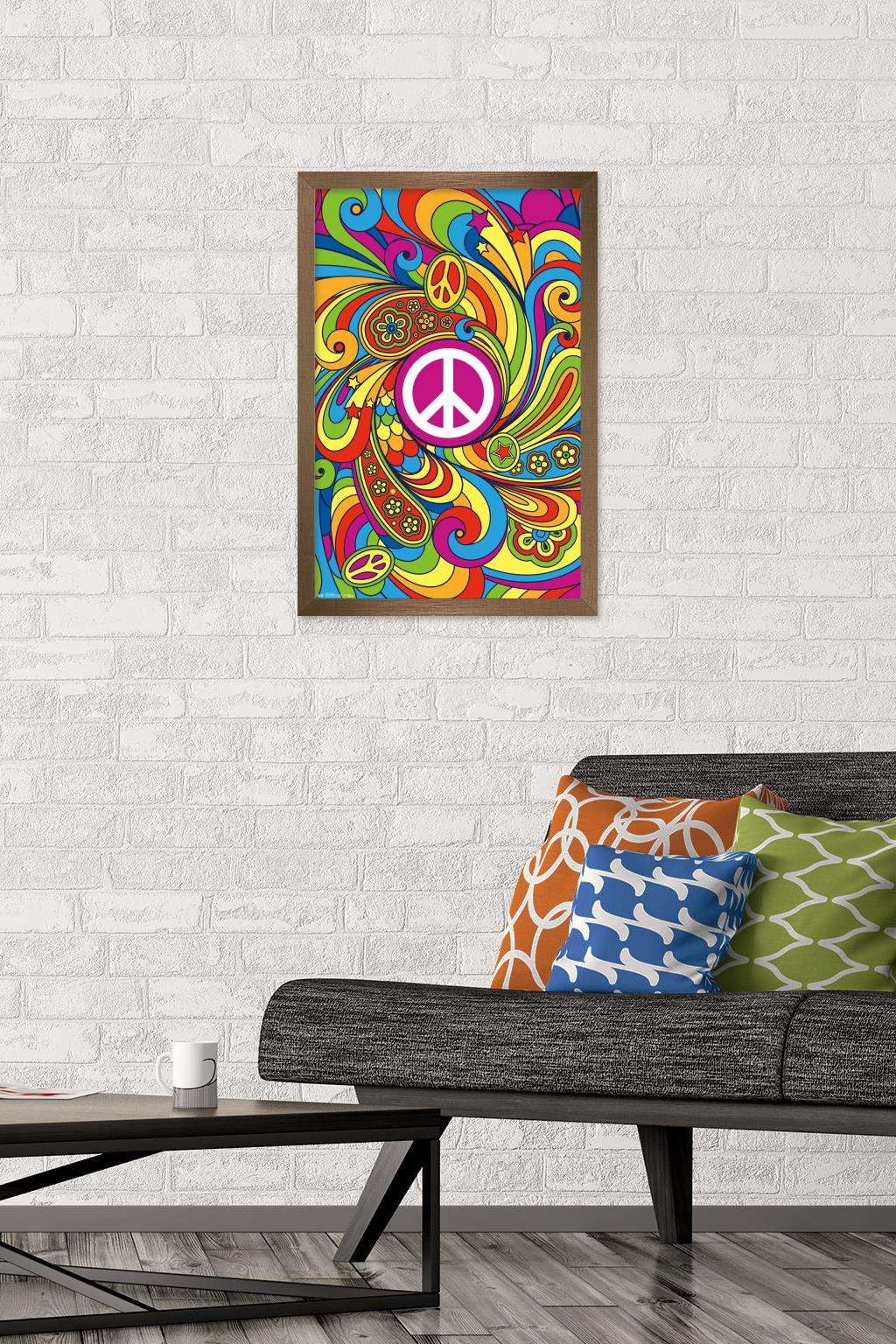 Peace Sign Wall Poster, 14.725" x 22.375", Framed