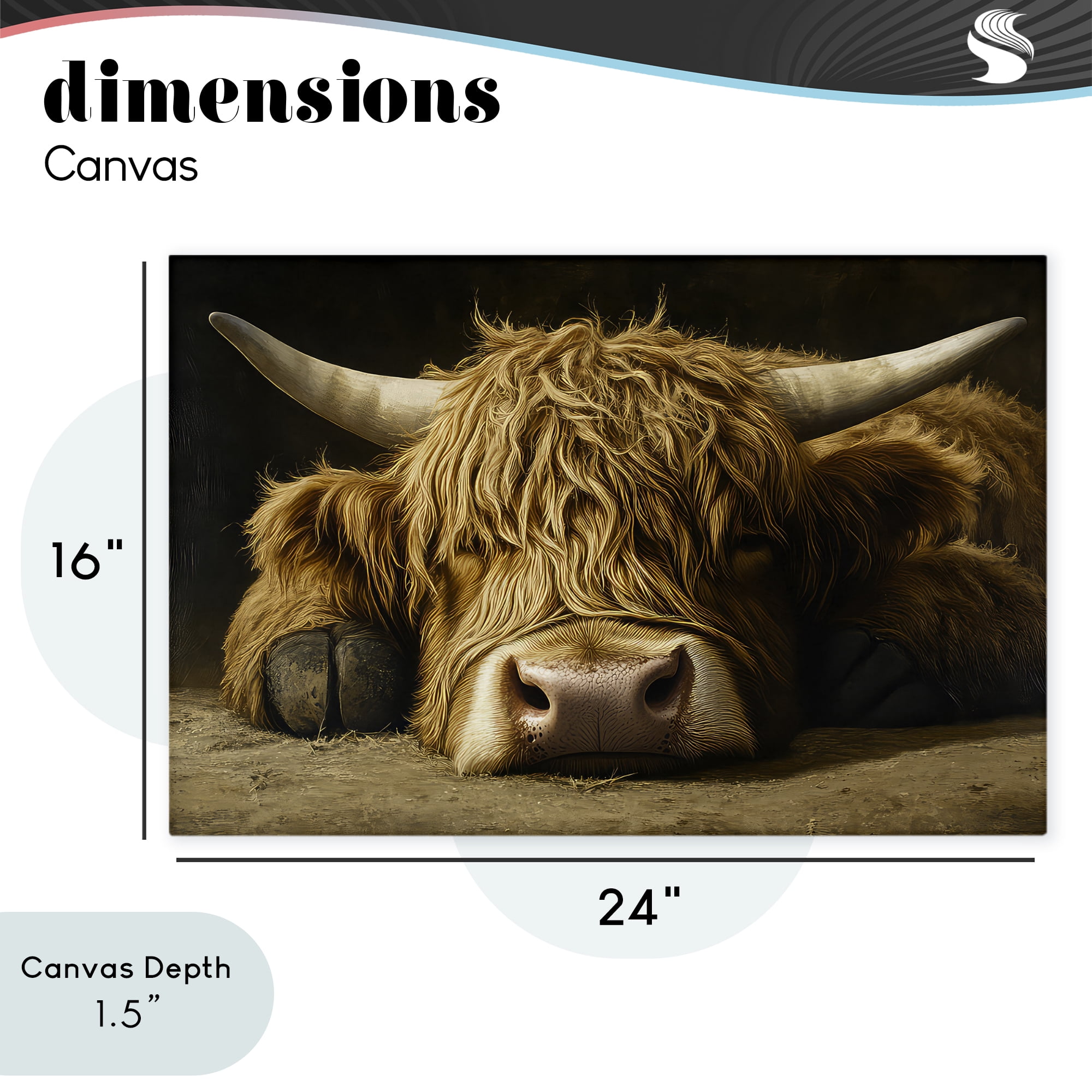 Stupell Industries Sleeping Highland Cow & Hoof Canvas Wall Art, design by The Wands Want