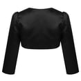 thumbnail image 2 of Venjoe Kids Girls Satin Bolero Jacket Shrug Short Cardigan Sweater Cover Up for Formal Dress Black 160, 2 of 7