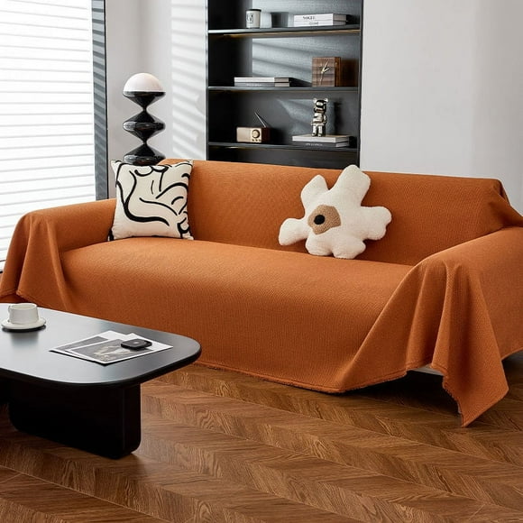 Nvzi Couch Cover Waffle Sofa Covers Sofa Towel Cover for Living Room Sofa Easy Fit Washable Furniture Sofa Protector 70.87*59.06inch (Orange)