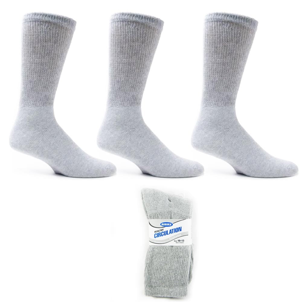 ATB 3 Pairs Diabetic Crew Circulation Socks Health Support Mens Loose