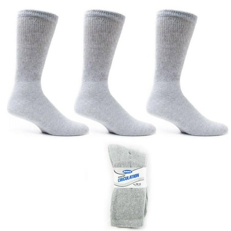 Length Diabetic Socks - 3 Pairs Diabetic Crew Circulation Socks Health Support Mens Loose Fit Sz 10-13 !