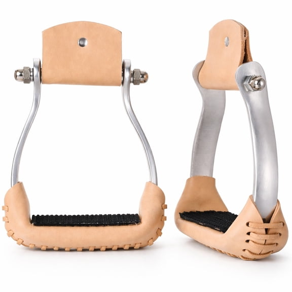 Horse Western Lightweight Aluminum Barrel Racing Saddle Rubber Grip Stirrups 5197