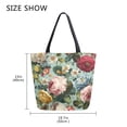 thumbnail image 5 of Open Top Canvas Tote Bag with Zipper Reusable Shopping Bag 13.5x15" Roomy Carryall Floral Pattern with Roses, 5 of 9