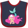 thumbnail image 3 of Inktastic Cute Mermaid, Pink Hair, Little Mermaid, Starfish Girls Baby Bib, 3 of 4