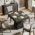 thumbnail image 3 of Tribesigns Square Dining Table for 4, 31.5-Inch Kitchen Table Small Dinner Table with Sturdy Pedestal Base, Farmhouse Dining Room Table for Home Dining Room, Living Room, Kitchen, Gray, 3 of 9