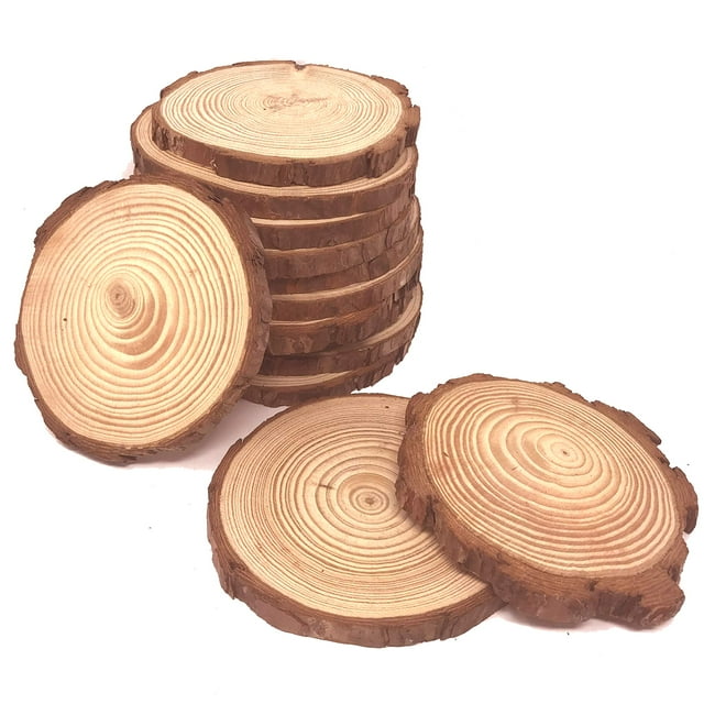 Posavasos rústicos Craft Wood Slices TAI JI, 12 unidades, 10-12 cm