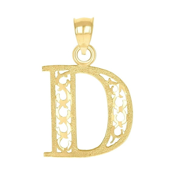 10k Yellow Gold Unisex Initial Letter D Charm Pendant Necklace 23.8x14.20mm Wide Pendant for Women