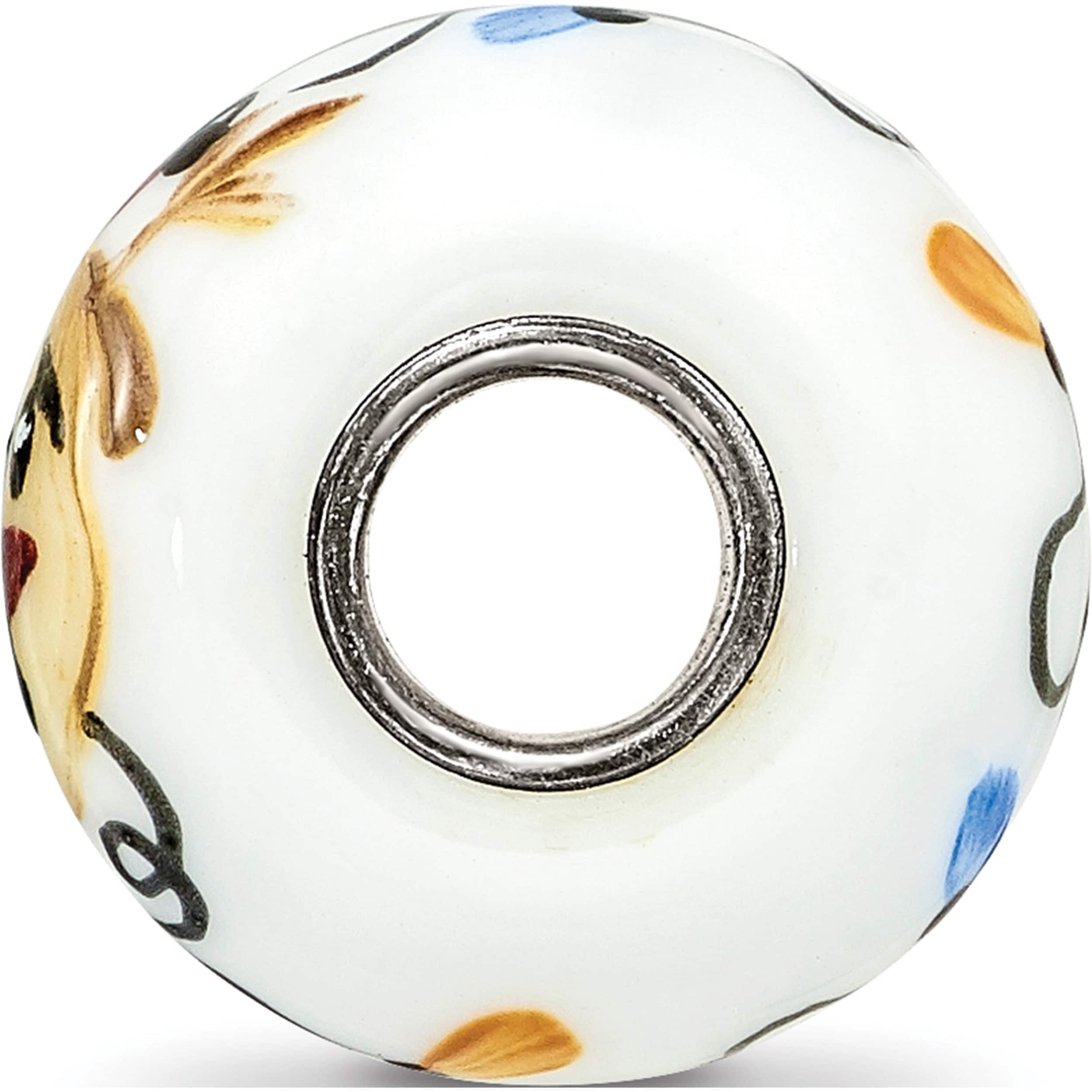 Sterling Silver Reflections White Rudy Reindeer With Lights Fenton Glass Bead (14.5 X 7.6) Made In United States qrs3697