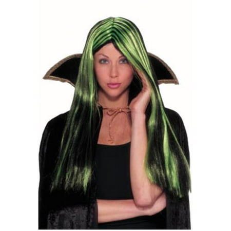 Lime & Black Witch Wig