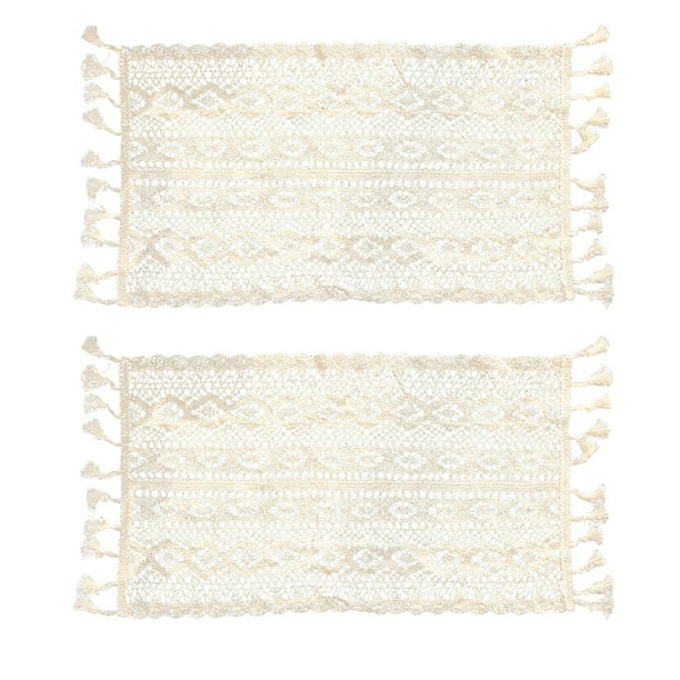 2 piezas de tapete de mesa de encaje francés estilo Ins cubierta de mesa para comida occidental (blanco)
