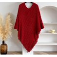 thumbnail image 4 of KuKuzhu Women's Pullover Cover Up Oversized Sweater Shawl Wraps Tassel Poncho Cape Knit Cardigan Wrap Shoulder Top Accessory, 4 of 6