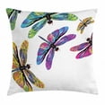 thumbnail image 1 of Dragonfly Throw Pillow Cushion Cover, Sixties Inspired Colorful Wings Spring Woodland Animals Pattern Wildlife Elements, Decorative Square Accent Pillow Case, 24 X 24 Inches, Multicolor, by Ambesonne, 1 of 2