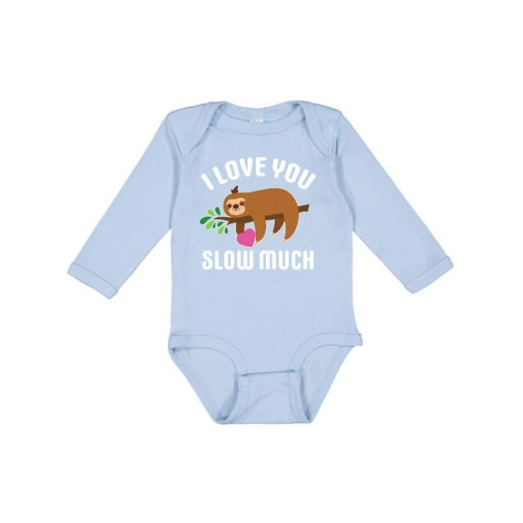 Inktastic Valentine's Day I Love You Slow Much with Cute Sloth Boys or Girls Long Sleeve Baby Bodysuit