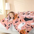 thumbnail image 5 of Homewish Halloween Ghost Black Cat King Bedding for Girls, Pumpkin Bats King Bed in a Bag, Light Pink Black, Pink Reversible 7 Pieces, 5 of 7
