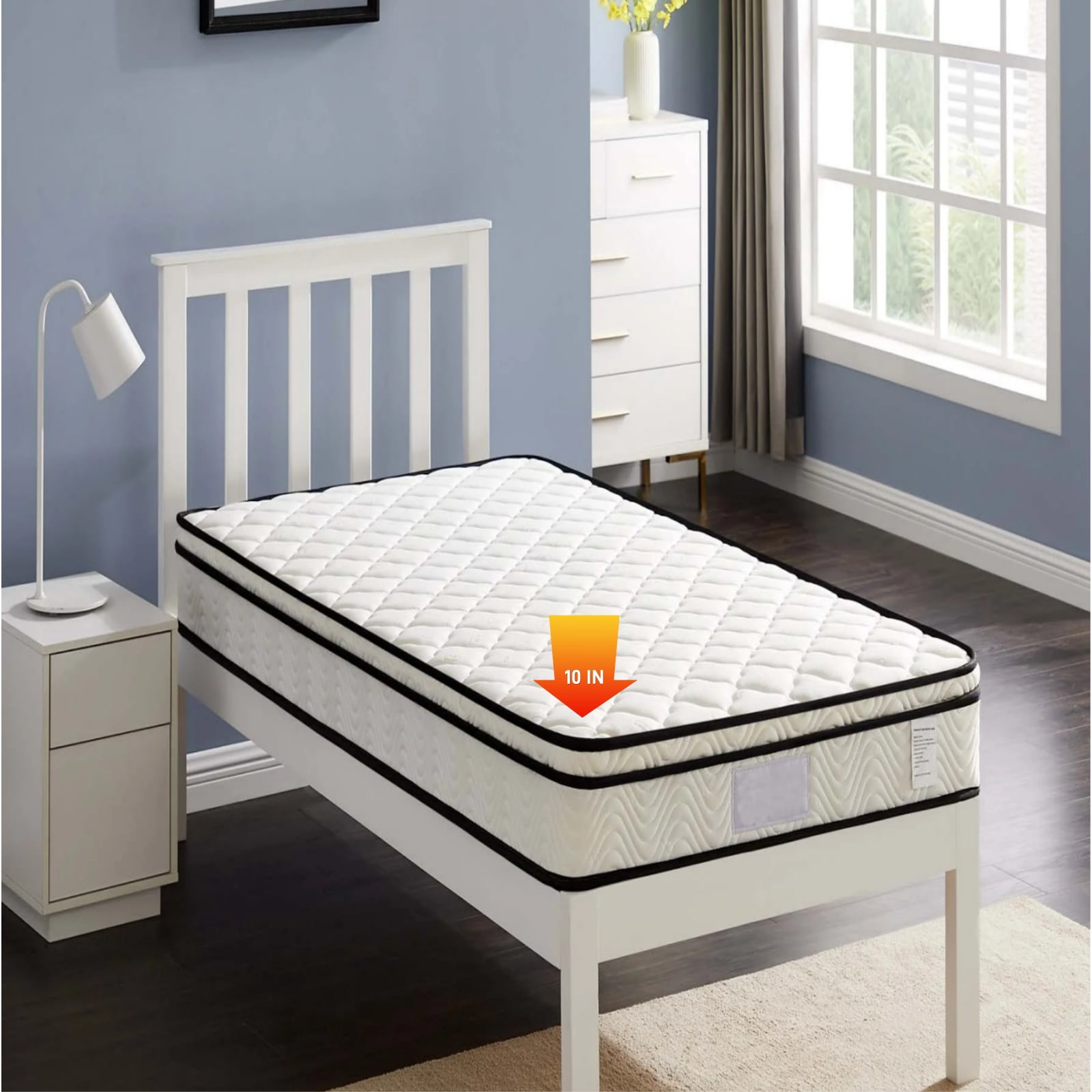 BMMB 10 inch Memory Foam Mattress, Medium-Firm Feel, Innerspring Hybrid Mattress, Twin, Adult
