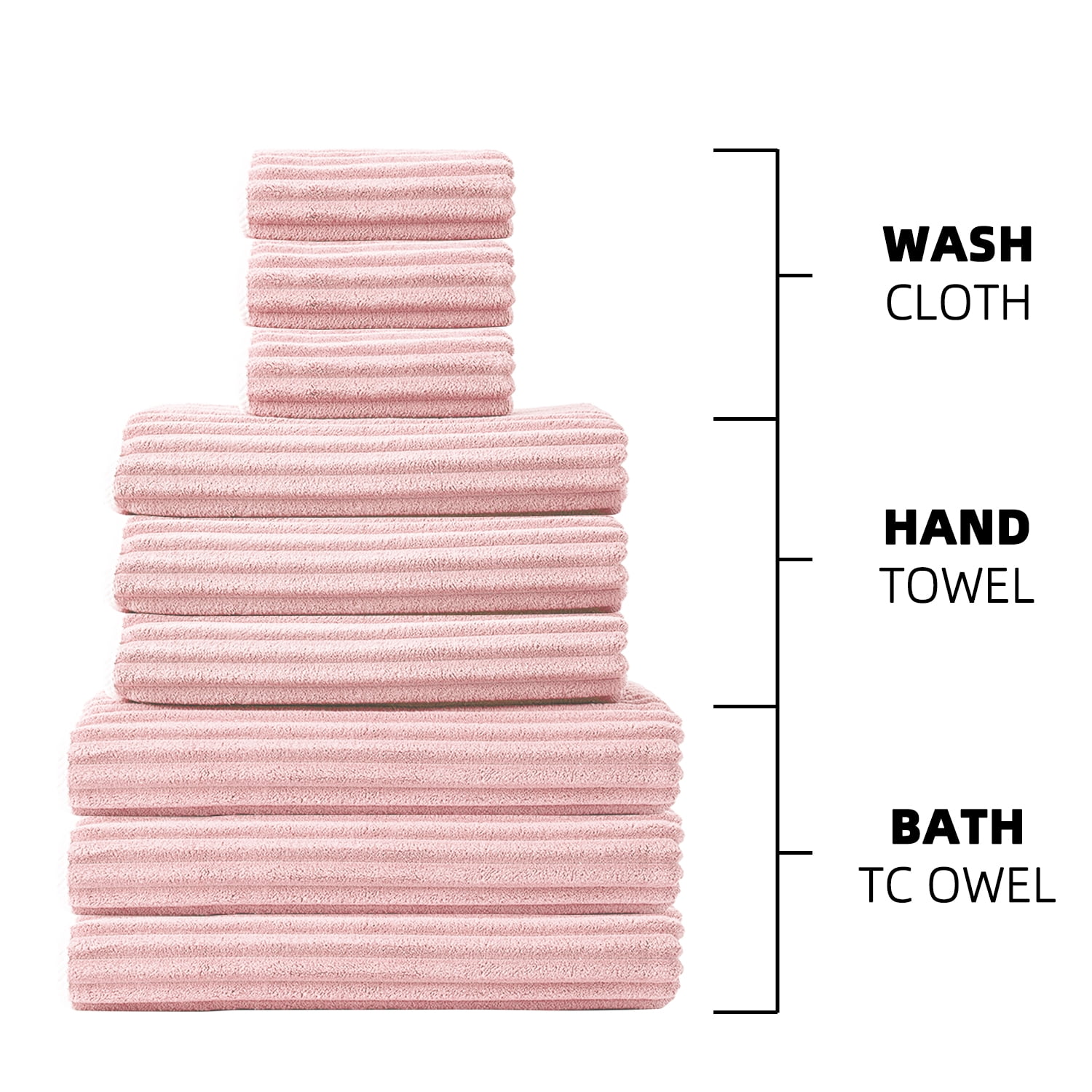Elegant Choise 3/9 Pieces Candy Fleece Towel Set - Ultra Soft Bath, Hand & Face Towels in 4 Colors | Quick-Dry & Luxurious
