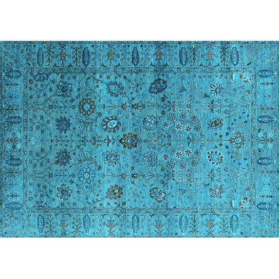 Ahgly Company Indoor Rectangle Oriental Light Blue Industrial Area Rugs, 8' x 10'