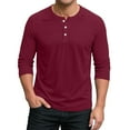 thumbnail image 2 of Henley Shirts for Men Raglan 3/4 Sleeve Jersey Baseball T-Shirts Casual Cotton Sport Athletic Tee Tops D#106_Wine 3XL(US:14), 2 of 7