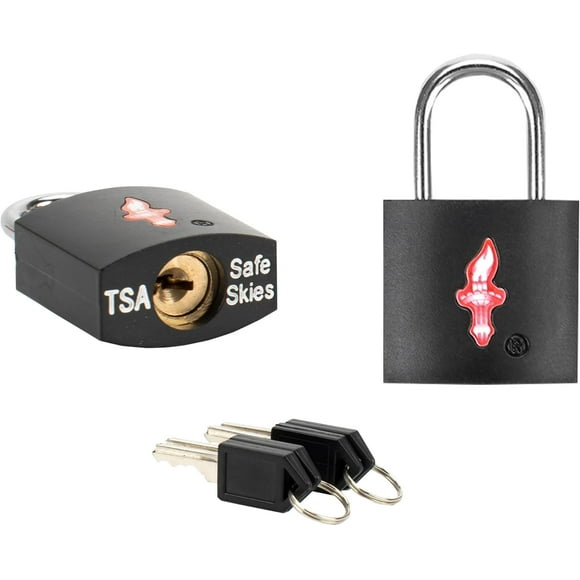 SHIQI-2 Pack TSA Approved Luggage Locks with Key - Neon Square Black for Suitcase Backpack Carry-On & Laptop Bag Travel Security