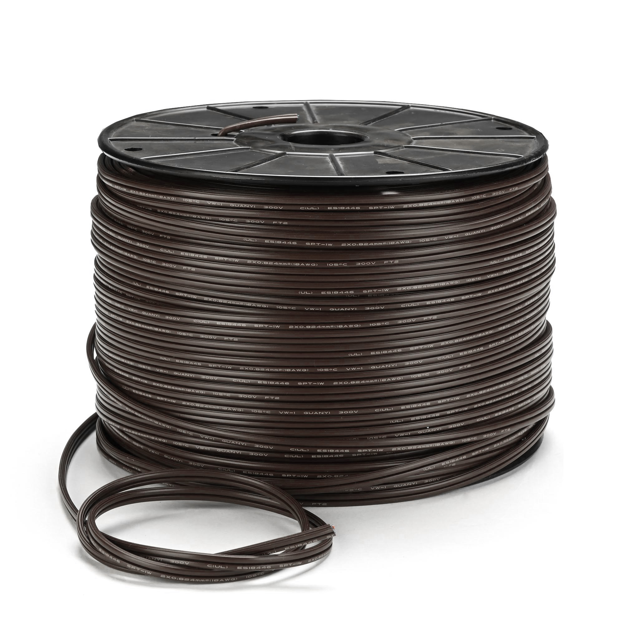 DELight 500Ft SPT-1 Electrical Wire 18 AWG UL Listed with 20 Male/Female Plugs Christmas Extension Lamp Wire Cord Brown Rope