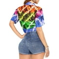 thumbnail image 3 of LA LEELA Women's Casual Beach Hawaiian Short Sleeve Blouse Shirt Dressy Blouses Button Up Dress Tops Tee Shirts T Shirts for Women S Cross Dye, Multicoloured, 3 of 5