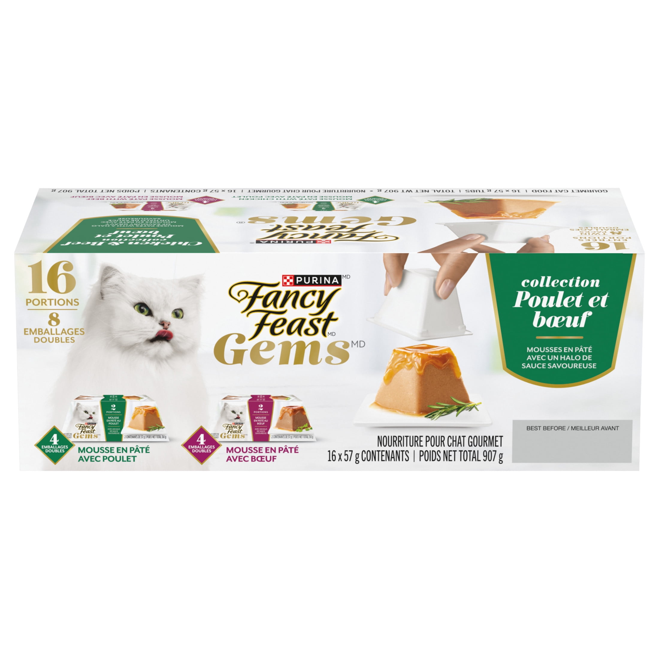 Fancy Feast Gems Mousse Paté Chicken & Beef Collection Variety Pack, Wet Cat Food, 57 g x 16