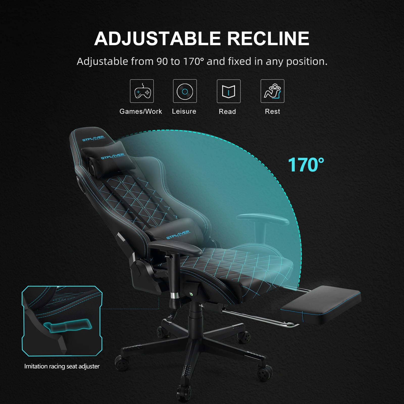 Buy GTPLAYER Gaming Chair with Bluetooth Speakers and Footrest High