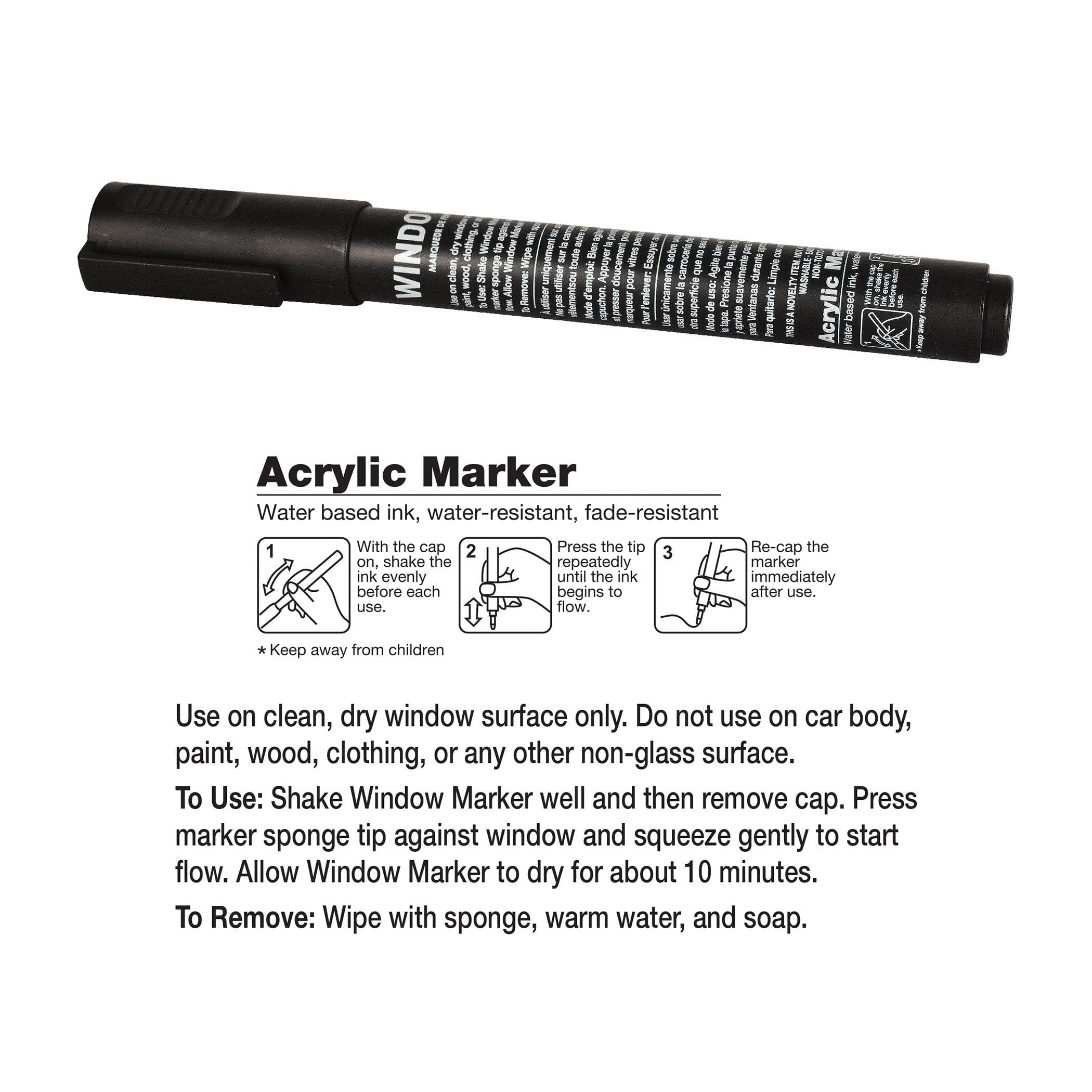 24 Pack Bulk Black Washable Window Marker Indoor & Outdoor Use