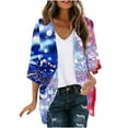 thumbnail image 2 of UVEASISHA USA Flag Kimono for Women 4th of July Cover Up Lightweight Chiffon Cardigan Independence Day Summer Casual Outfits Multicolor#2 L, 2 of 4