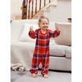 thumbnail image 3 of Family Matching Christmas Pajamas, Letter Print Long-Sleeved Round Neck Tops + Plaid Pattern Trousers Sleepwear Outfits, 3 of 7