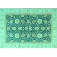 thumbnail image 1 of Ahgly Company Indoor Rectangle Oriental Turquoise Blue Modern Area Rugs, 2' x 4', 1 of 4
