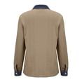 thumbnail image 7 of LEAVINGSUO Womens Open Front Cardigan Coat Fall Winter Solid-Color Patchwork Denim Shirt -Versatile Long-Sleeved Jacket Khaki XXL, 7 of 7
