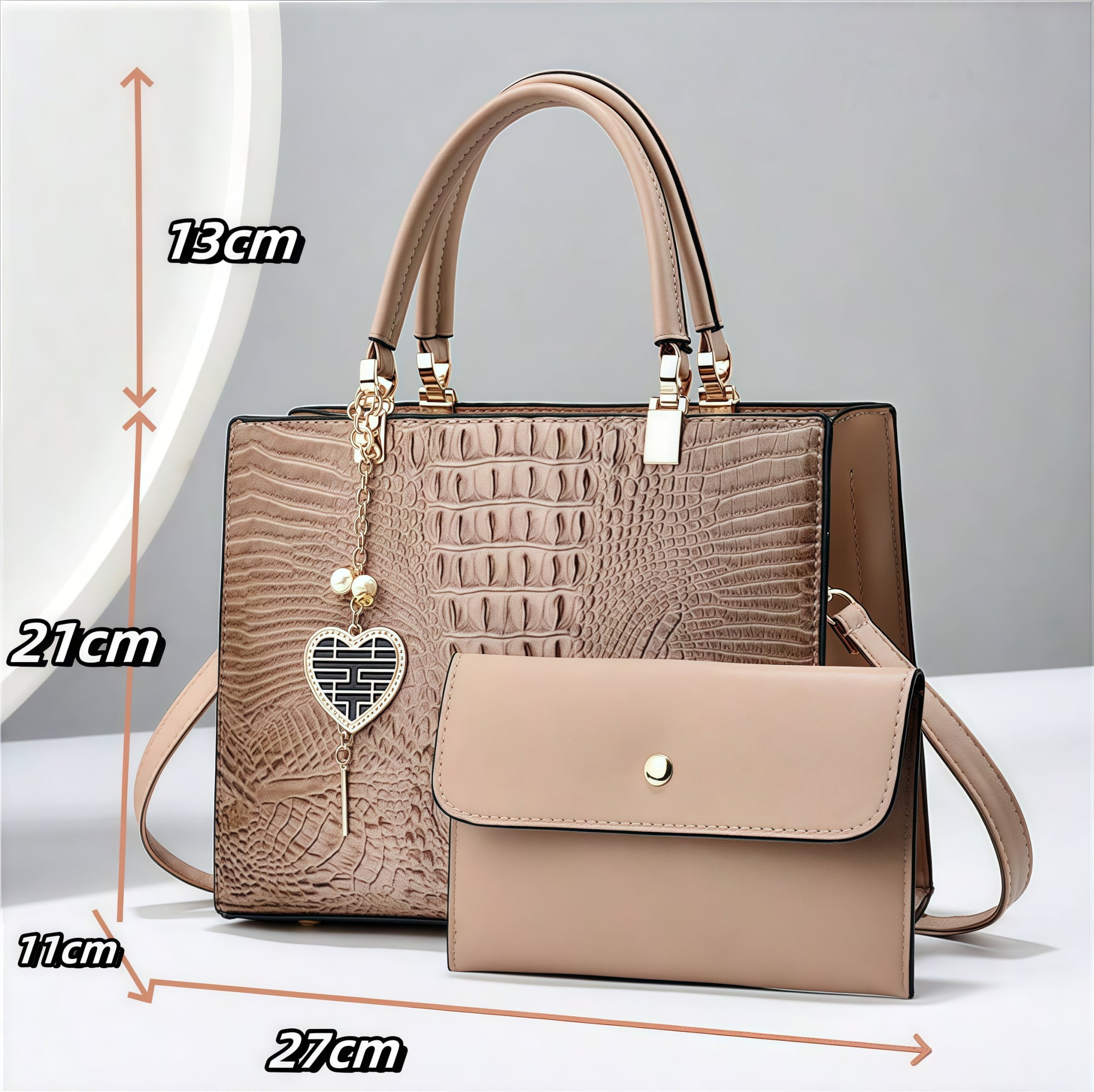 New large-capacity solid-color minimalist crocodile-pattern shoulder bag for cross-body use.