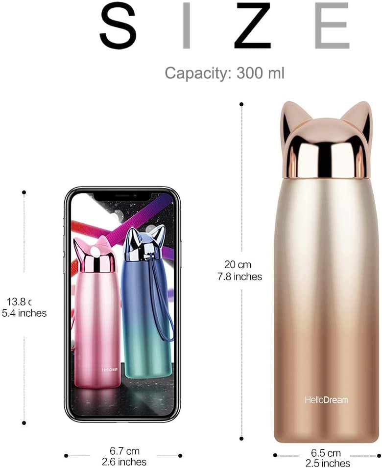 Cute Cat Water Bottle, Jhua Stainless Steel Insulated Water Bottles Vacuum  Travel Coffee Mug for Kids Girls Women Leak-proof Cat Insulated Water Bottle,  320 ml/10.8 oz (Pink) - Yahoo Shopping